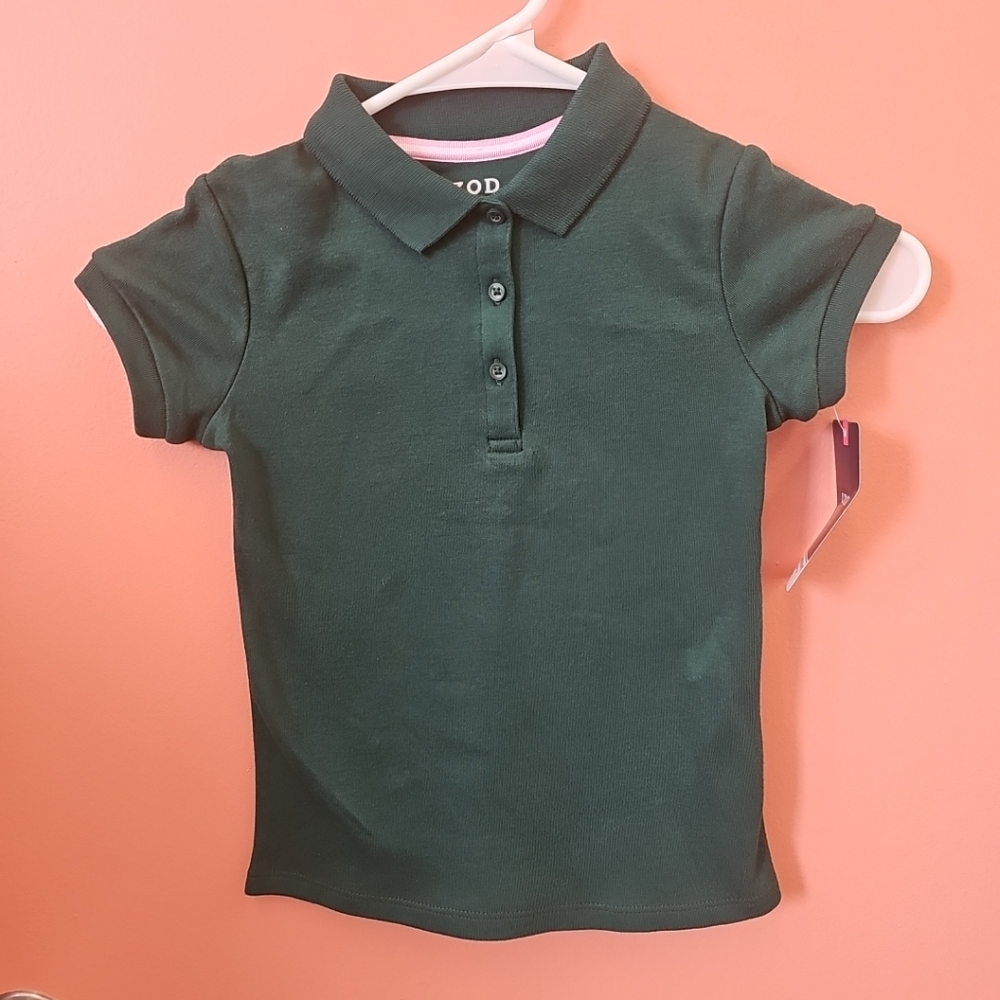 NWT Izod Girls Size XXS (4/5) Forest Green School Uniform Polo Shirt